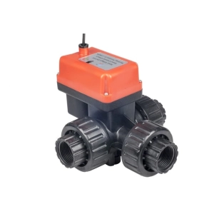 Кран электроприводный Runxin Q934013-25 (24V)PVC (трехходовой)